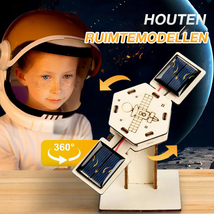 DIY Zonne-energie Houten Satelliet Model Wetenschappelijke Kit